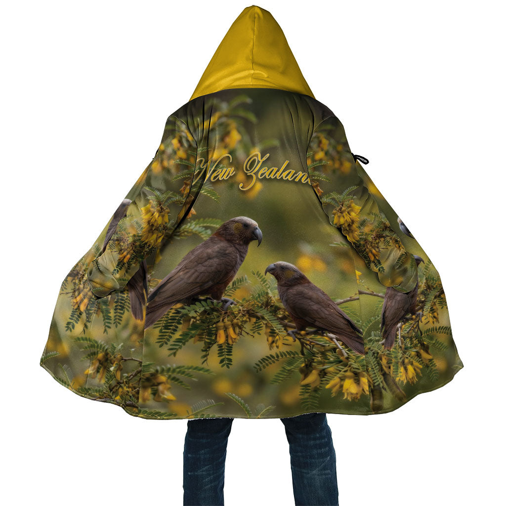 New Zealand Kaka Bird Cloak Kowhai Flower Landscape Style