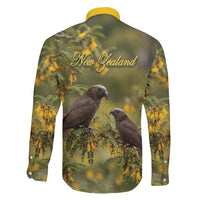 New Zealand Kaka Bird Family Matching Mermaid Dress and Hawaiian Shirt Kowhai Flower Landscape Style