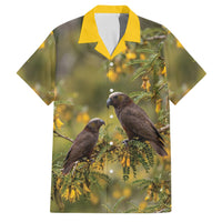 New Zealand Kaka Bird Family Matching Tank Maxi Dress and Hawaiian Shirt Kowhai Flower Landscape Style