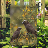 New Zealand Kaka Bird Garden Flag Kowhai Flower Landscape Style