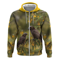New Zealand Kaka Bird Hoodie Kowhai Flower Landscape Style