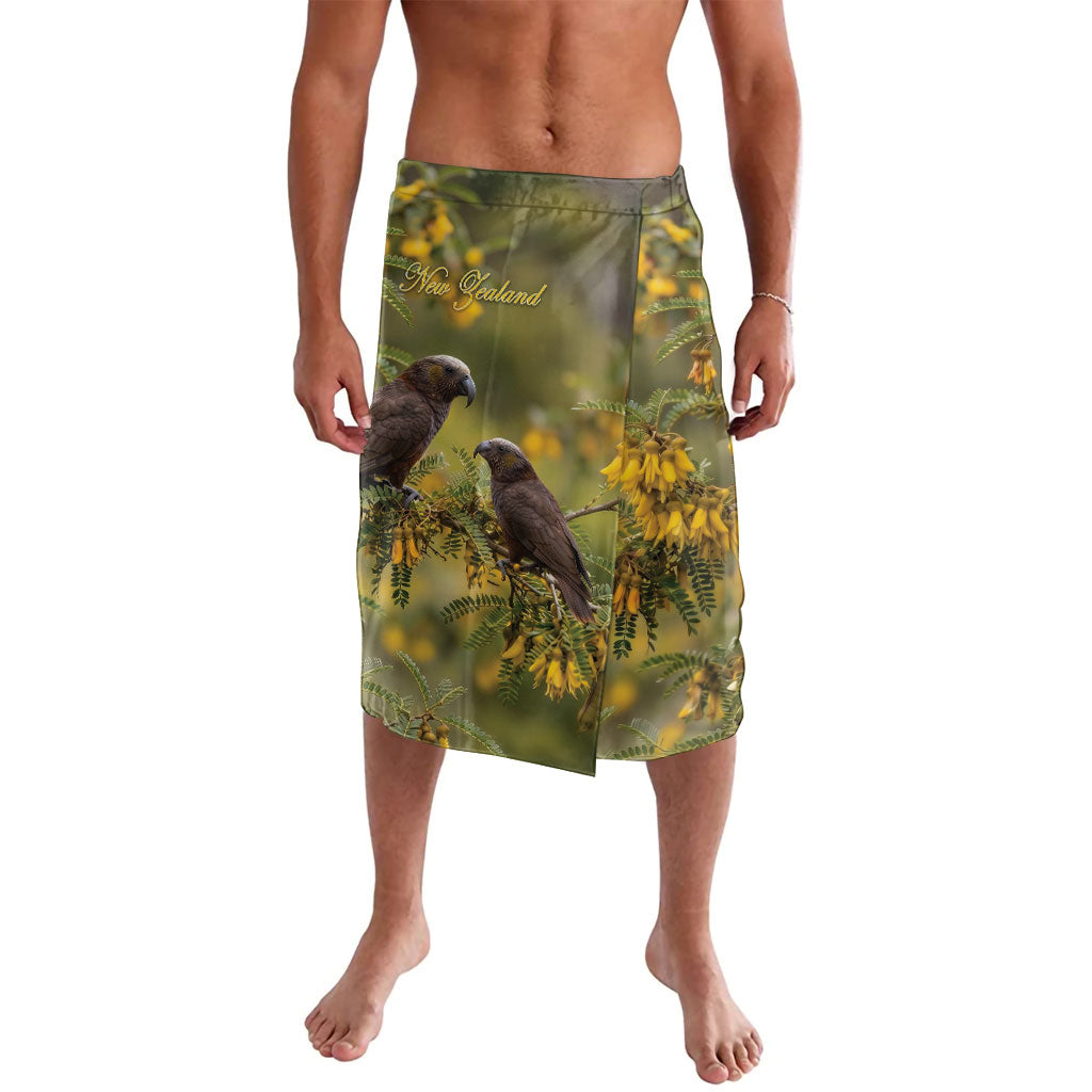 New Zealand Kaka Bird Lavalava Kowhai Flower Landscape Style