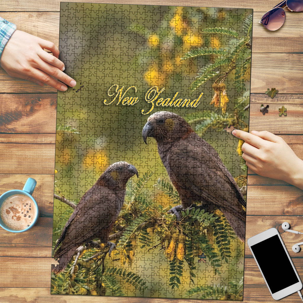 New Zealand Kaka Bird Puzzle Kowhai Flower Landscape Style