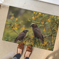 New Zealand Kaka Bird Rubber Doormat Kowhai Flower Landscape Style
