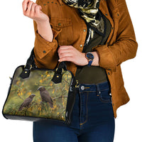 New Zealand Kaka Bird Shoulder Handbag Kowhai Flower Landscape Style