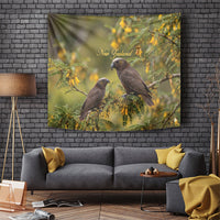 New Zealand Kaka Bird Tapestry Kowhai Flower Landscape Style