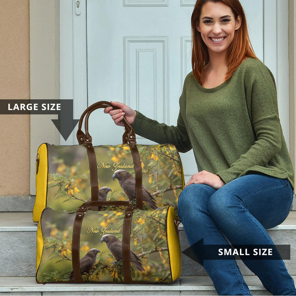 New Zealand Kaka Bird Travel Bag Kowhai Flower Landscape Style