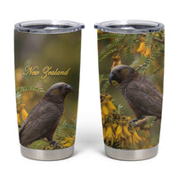 New Zealand Kaka Bird Tumbler Cup Kowhai Flower Landscape Style LT22 Green - Polynesian Pride