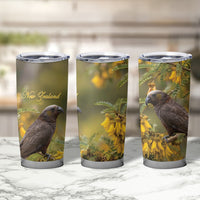 New Zealand Kaka Bird Tumbler Cup Kowhai Flower Landscape Style LT22 - Polynesian Pride