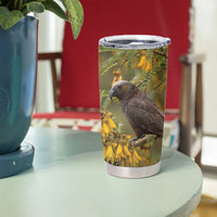 New Zealand Kaka Bird Tumbler Cup Kowhai Flower Landscape Style LT22 - Polynesian Pride