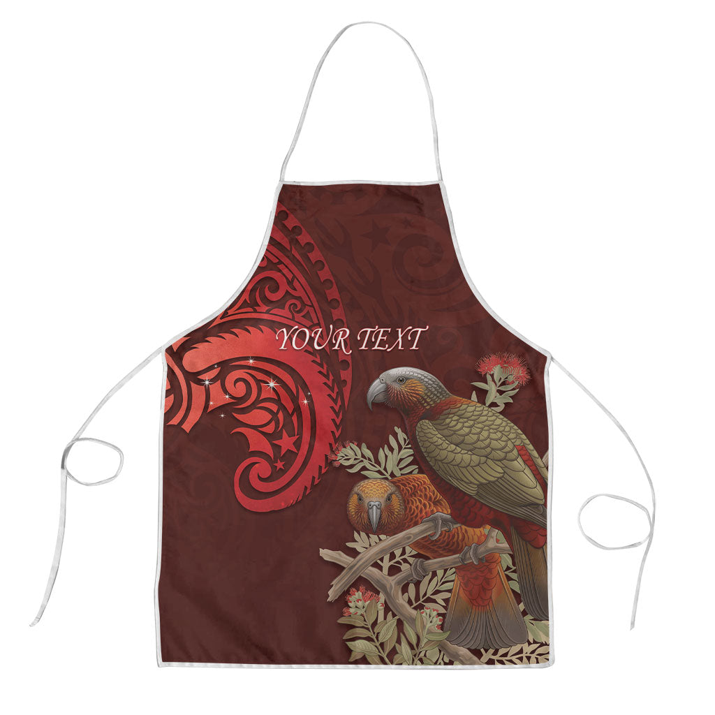 New Zealand Kaka Bird Personalised Apron Pohutukawa Matariki Maori Pattern LT22 Red - Polynesian Pride