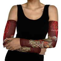 New Zealand Kaka Bird Personalised Arm Sleeves Pohutukawa Matariki Maori Pattern