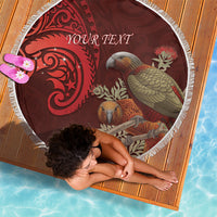 New Zealand Kaka Bird Personalised Beach Blanket Pohutukawa Matariki Maori Pattern LT22 - Polynesian Pride