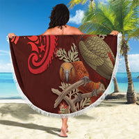 New Zealand Kaka Bird Personalised Beach Blanket Pohutukawa Matariki Maori Pattern LT22 - Polynesian Pride