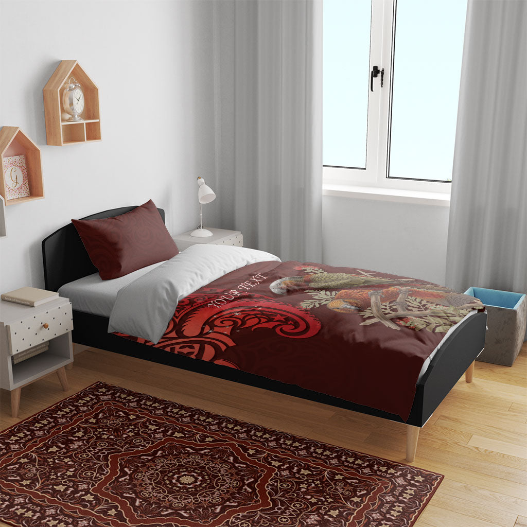 New Zealand Kaka Bird Personalised Bedding Set Pohutukawa Matariki Maori Pattern