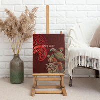 New Zealand Kaka Bird Personalised Canvas Wall Art Pohutukawa Matariki Maori Pattern