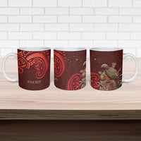 New Zealand Kaka Bird Personalised Ceramic Mug Pohutukawa Matariki Maori Pattern