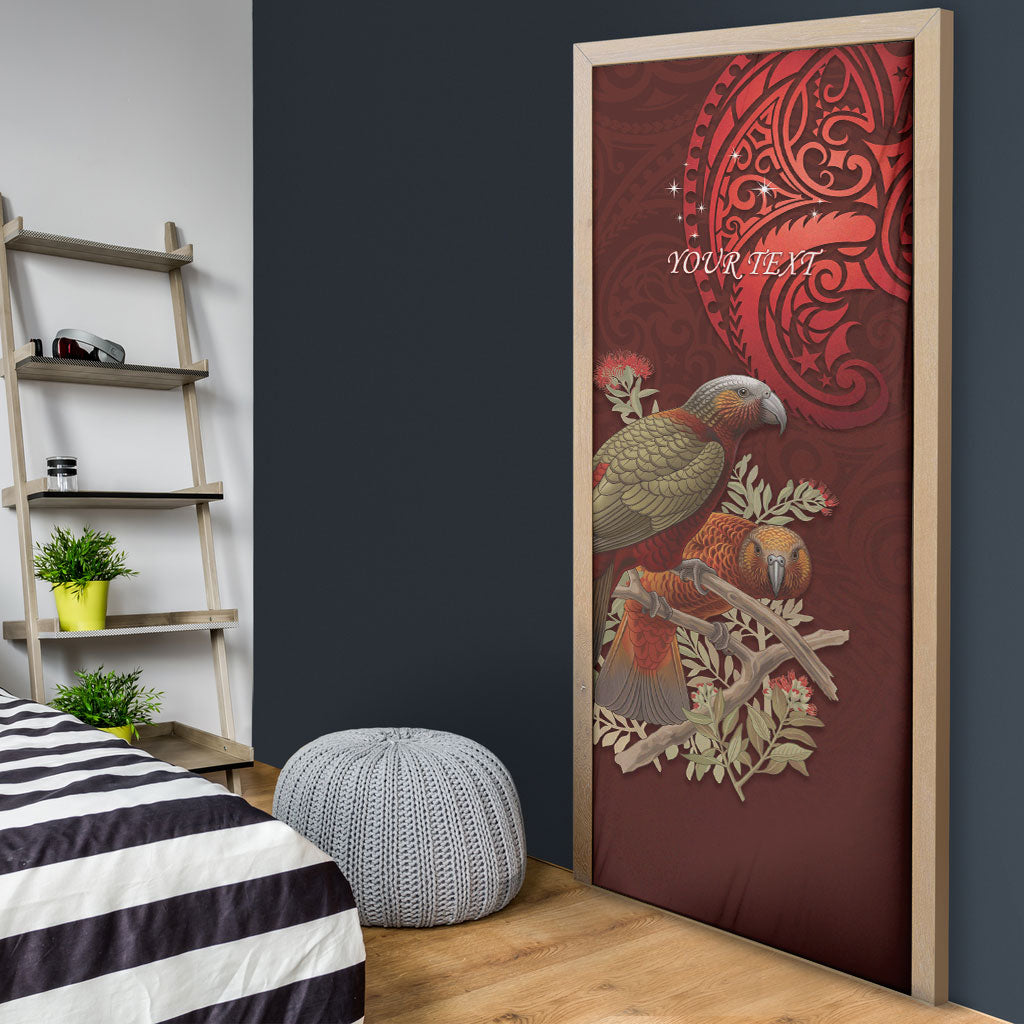 New Zealand Kaka Bird Personalised Door Cover Pohutukawa Matariki Maori Pattern