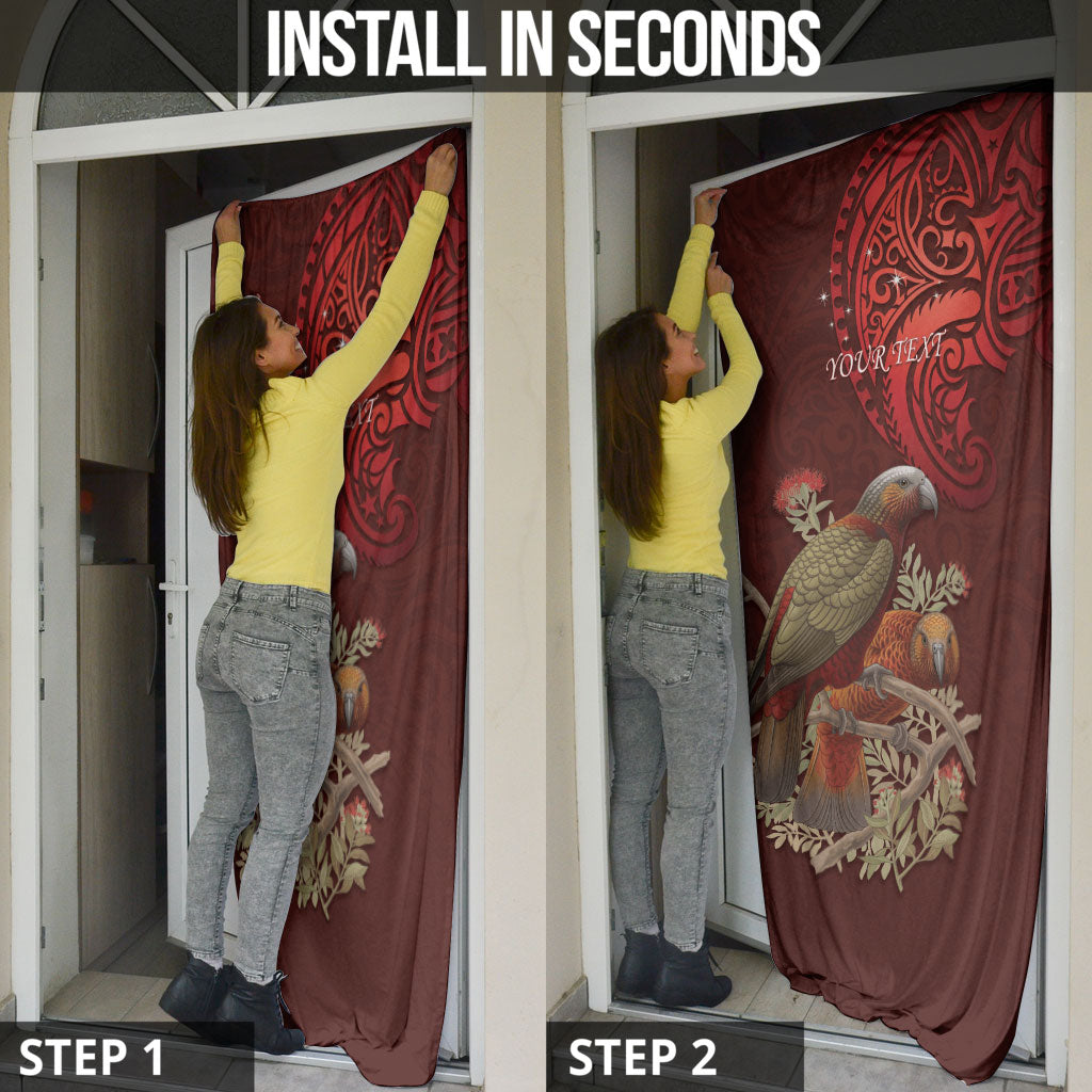 New Zealand Kaka Bird Personalised Door Cover Pohutukawa Matariki Maori Pattern