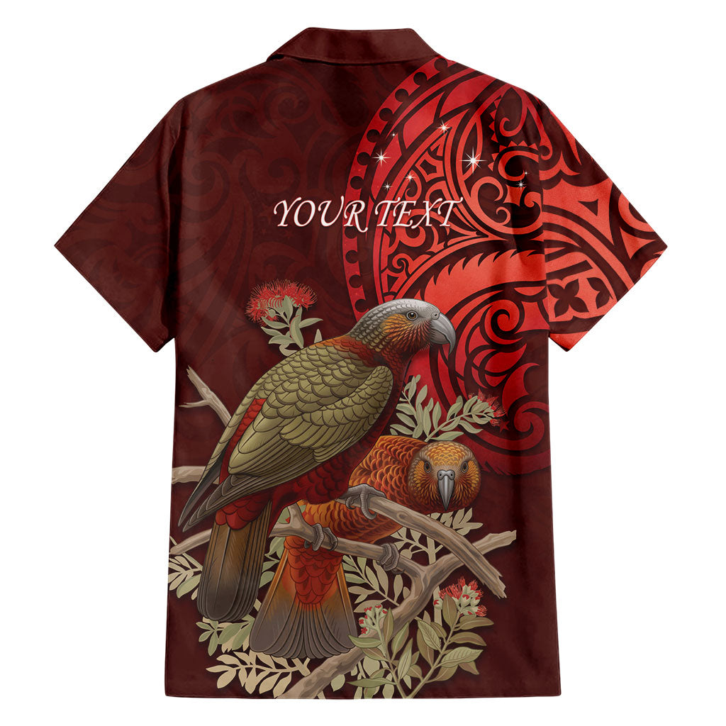 New Zealand Kaka Bird Personalised Family Matching Long Sleeve Bodycon Dress and Hawaiian Shirt Pohutukawa Matariki Maori Pattern LT22 - Polynesian Pride