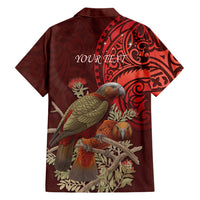 New Zealand Kaka Bird Personalised Family Matching Mermaid Dress and Hawaiian Shirt Pohutukawa Matariki Maori Pattern LT22 - Polynesian Pride