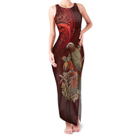 New Zealand Kaka Bird Personalised Family Matching Tank Maxi Dress and Hawaiian Shirt Pohutukawa Matariki Maori Pattern