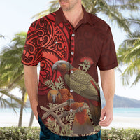 New Zealand Kaka Bird Personalised Hawaiian Shirt Pohutukawa Matariki Maori Pattern