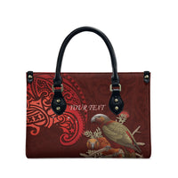 New Zealand Kaka Bird Personalised Leather Bag Pohutukawa Matariki Maori Pattern