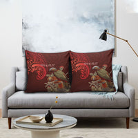 New Zealand Kaka Bird Personalised Pillow Cover Pohutukawa Matariki Maori Pattern