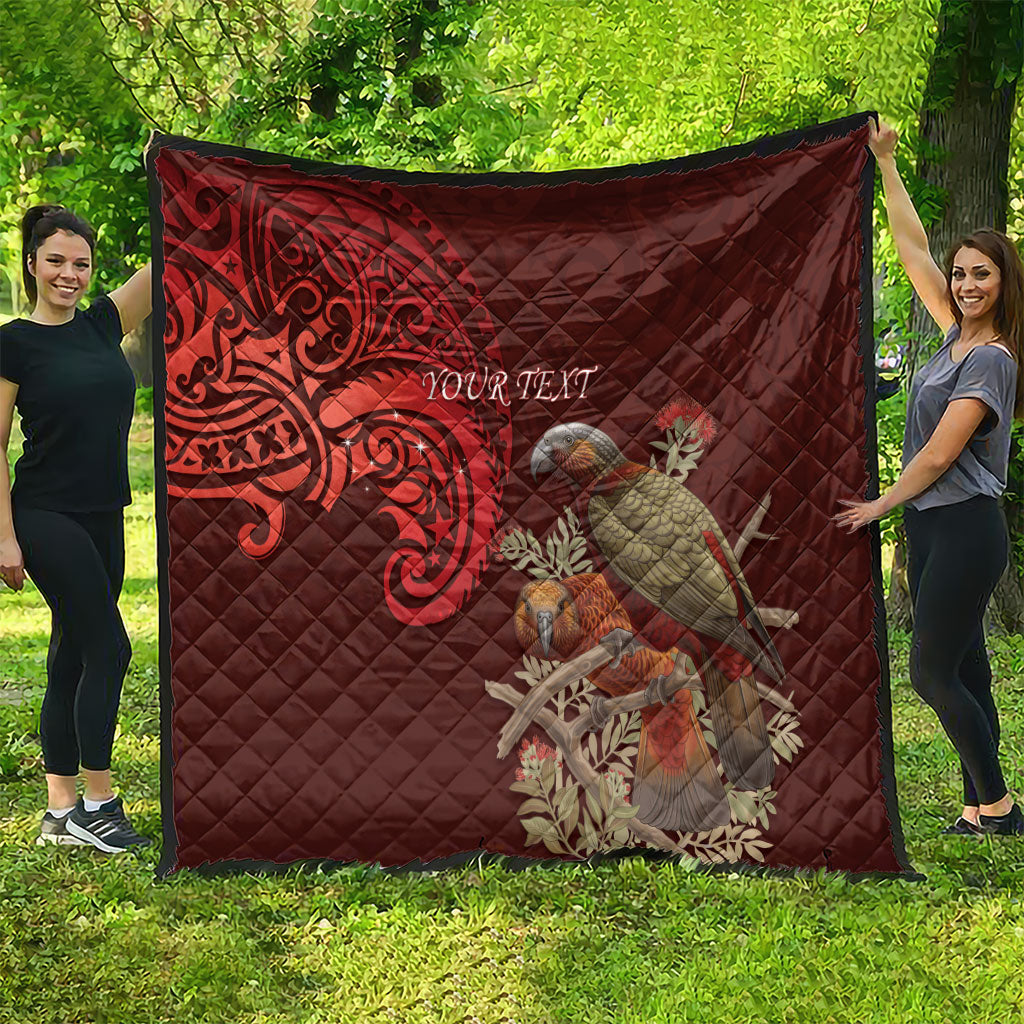 New Zealand Kaka Bird Personalised Quilt Pohutukawa Matariki Maori Pattern