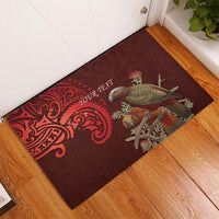 New Zealand Kaka Bird Personalised Rubber Doormat Pohutukawa Matariki Maori Pattern