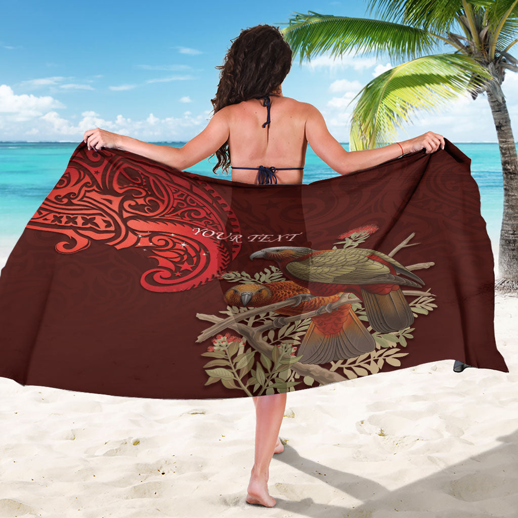 New Zealand Kaka Bird Personalised Sarong Pohutukawa Matariki Maori Pattern