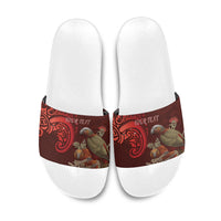 New Zealand Kaka Bird Personalised Slide Sandals Pohutukawa Matariki Maori Pattern