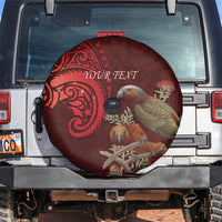 New Zealand Kaka Bird Personalised Spare Tire Cover Pohutukawa Matariki Maori Pattern