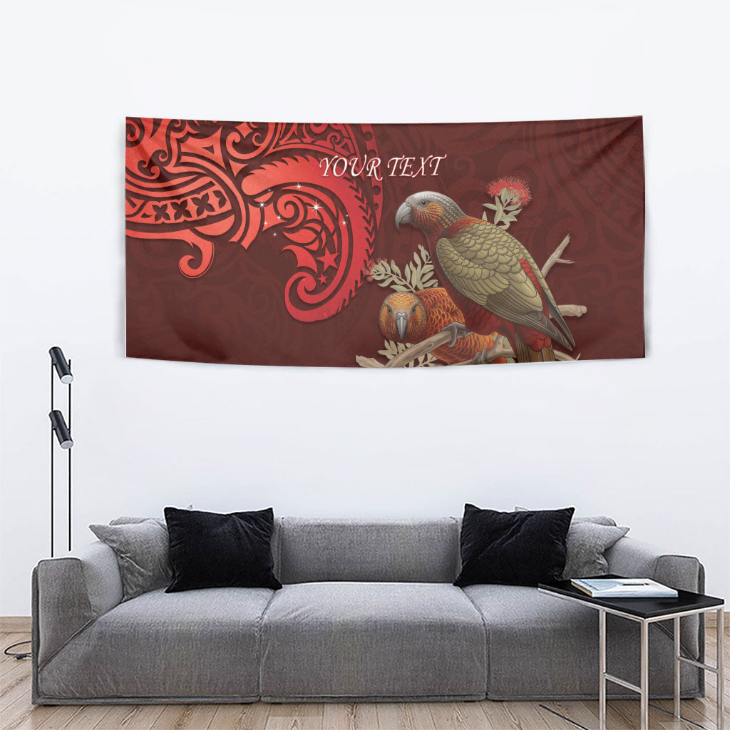 New Zealand Kaka Bird Personalised Tapestry Pohutukawa Matariki Maori Pattern
