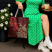 New Zealand Kaka Bird Personalised Tote Bag Pohutukawa Matariki Maori Pattern