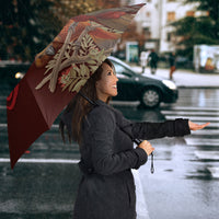 New Zealand Kaka Bird Personalised Umbrella Pohutukawa Matariki Maori Pattern