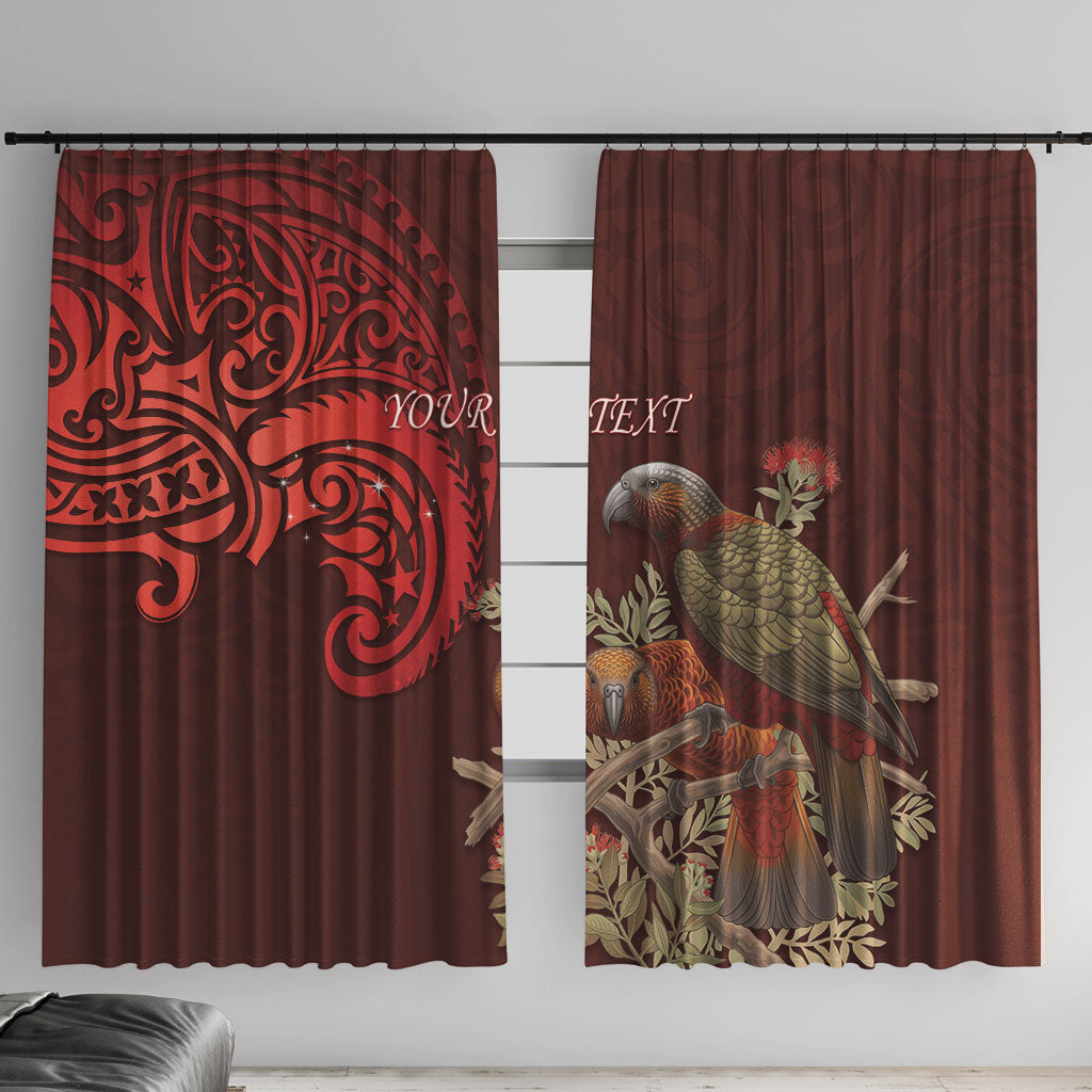 New Zealand Kaka Bird Personalised Window Curtain Pohutukawa Matariki Maori Pattern