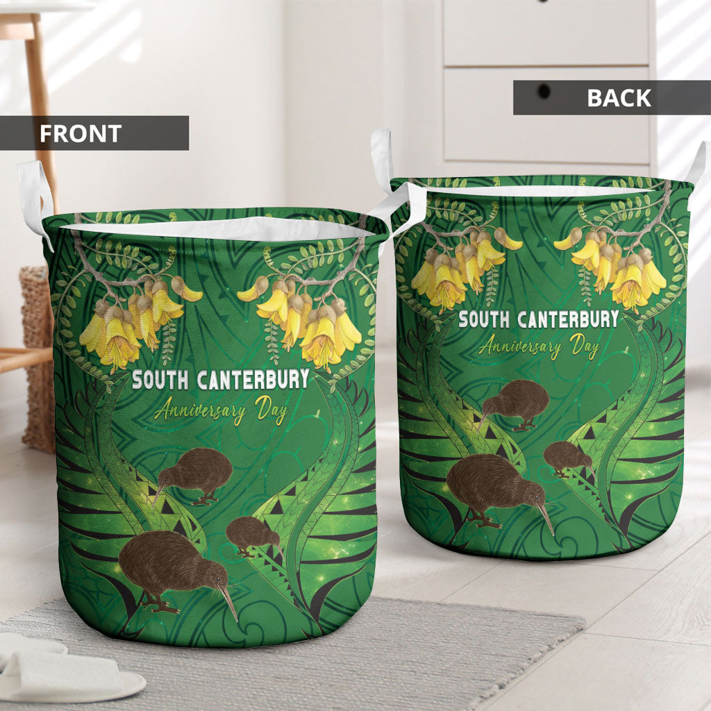 South Canterbury Anniversary Day Laundry Basket Kiwi Kowhai Silver Fern Maori Pattern LT22 - Polynesian Pride
