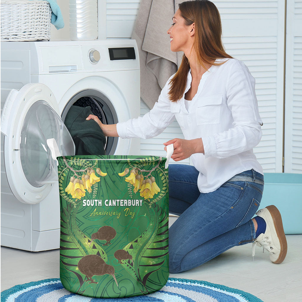 South Canterbury Anniversary Day Laundry Basket Kiwi Kowhai Silver Fern Maori Pattern LT22 - Polynesian Pride