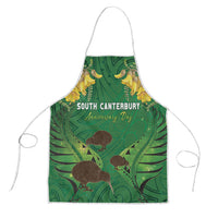 South Canterbury Anniversary Day Apron Kiwi Kowhai Silver Fern Maori Pattern LT22 Green - Polynesian Pride