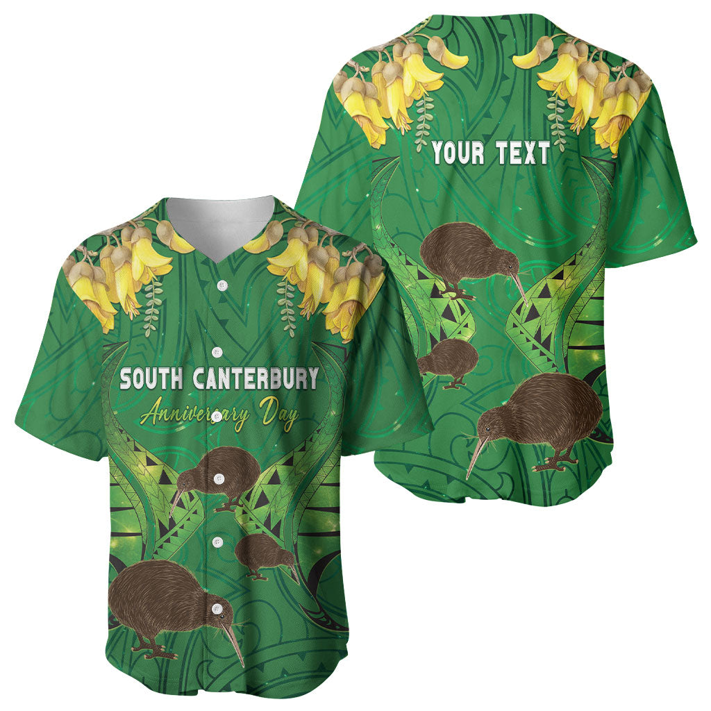 Personalised South Canterbury Anniversary Day Baseball Jersey Kiwi Kowhai Silver Fern Maori Pattern LT22 - Polynesian Pride