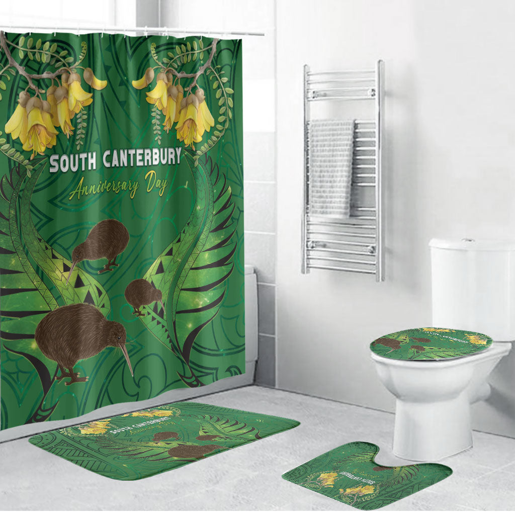 South Canterbury Anniversary Day Bathroom Set Kiwi Kowhai Silver Fern Maori Pattern LT22 Bathroom Set (4 pcs) Green - Polynesian Pride