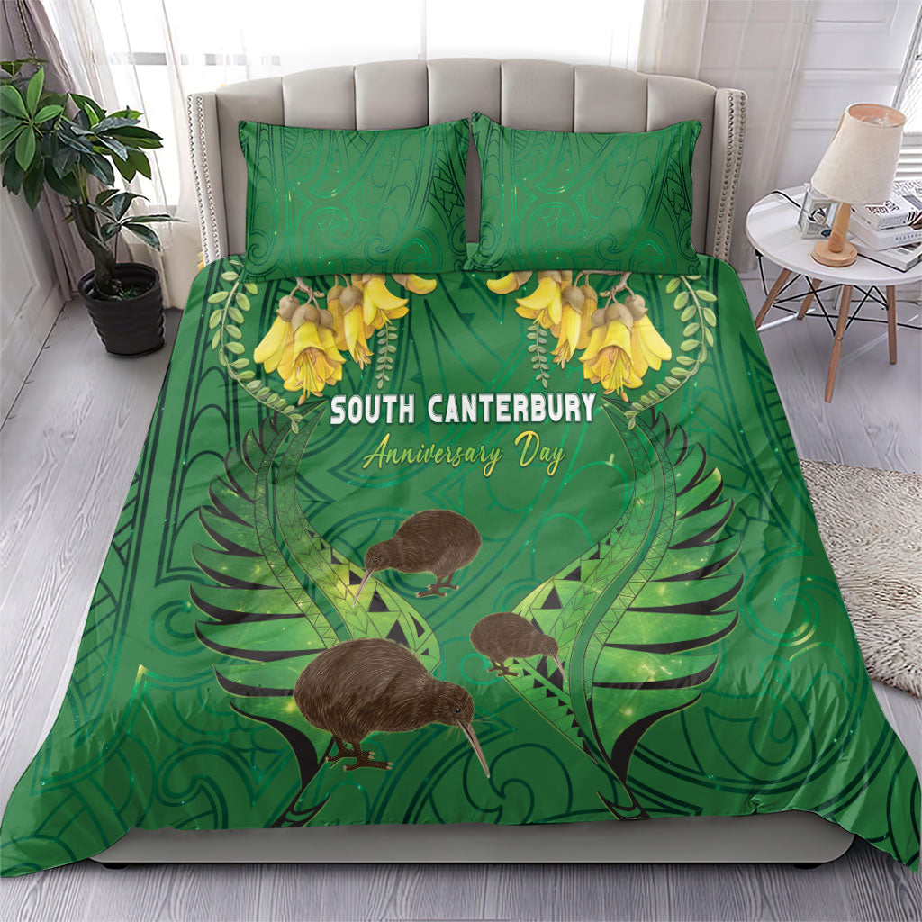 South Canterbury Anniversary Day Bedding Set Kiwi Kowhai Silver Fern Maori Pattern LT22 - Polynesian Pride