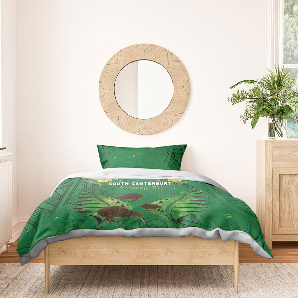 South Canterbury Anniversary Day Bedding Set Kiwi Kowhai Silver Fern Maori Pattern LT22 - Polynesian Pride