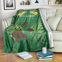 South Canterbury Anniversary Day Blanket Kiwi Kowhai Silver Fern Maori Pattern LT22 Green - Polynesian Pride