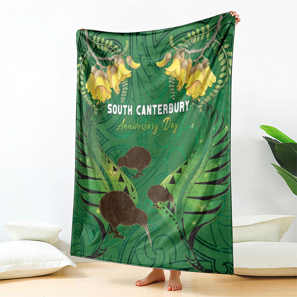 South Canterbury Anniversary Day Blanket Kiwi Kowhai Silver Fern Maori Pattern LT22 - Polynesian Pride