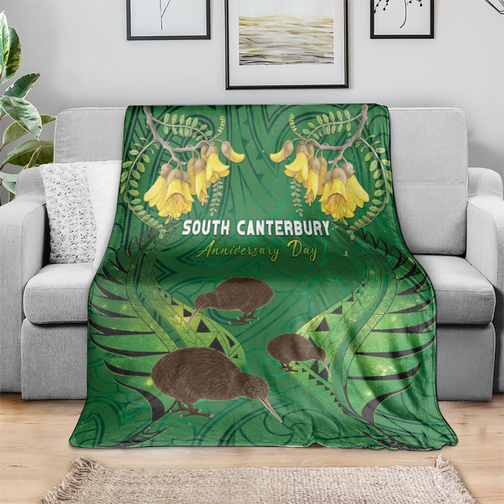 South Canterbury Anniversary Day Blanket Kiwi Kowhai Silver Fern Maori Pattern LT22 - Polynesian Pride