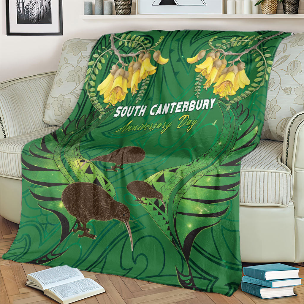 South Canterbury Anniversary Day Blanket Kiwi Kowhai Silver Fern Maori Pattern LT22 - Polynesian Pride