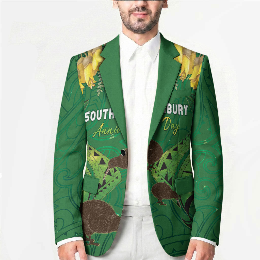 Personalised South Canterbury Anniversary Day Blazer Kiwi Kowhai Silver Fern Maori Pattern LT22 - Polynesian Pride